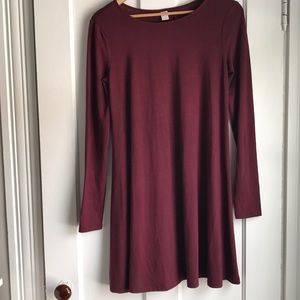 Maroon long sleeve casual dress